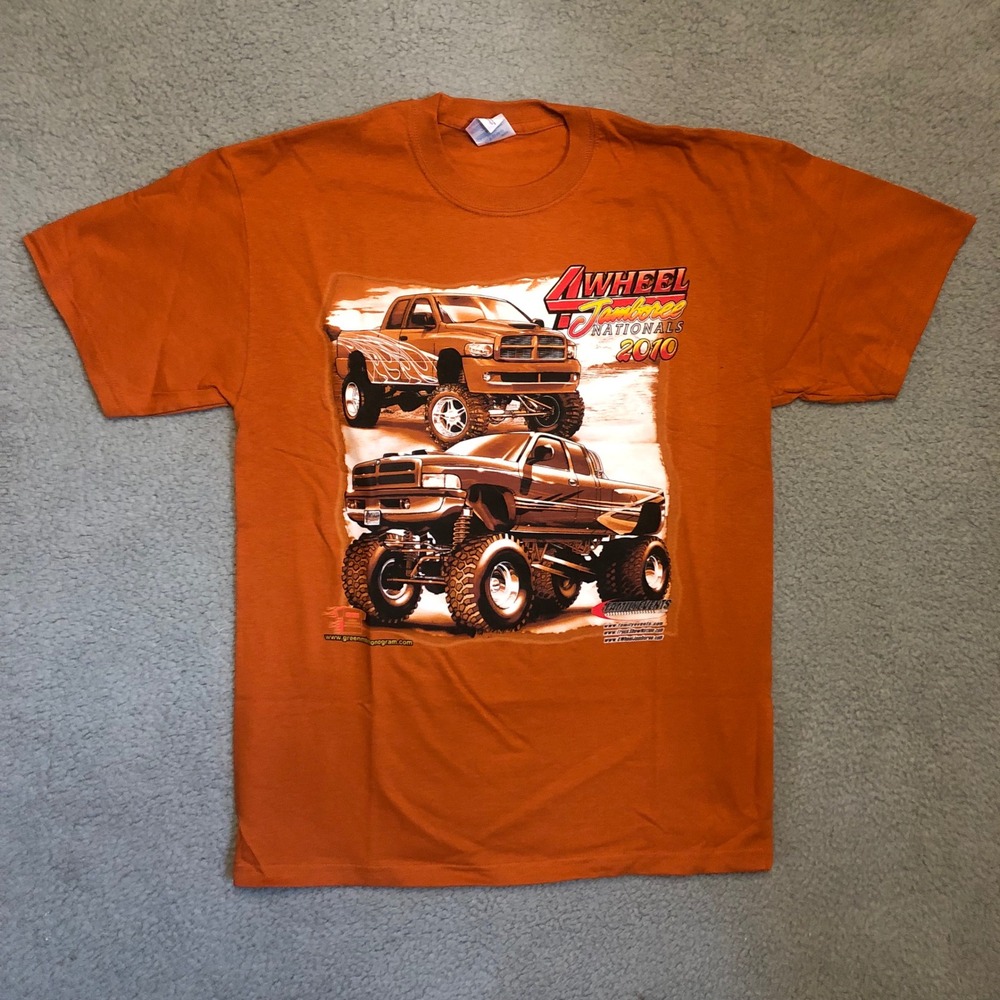 Vntg 2010 4 Wheel‎ Jamboree Nationals Tour Shirt Orange Dodge Truck Mens Medium